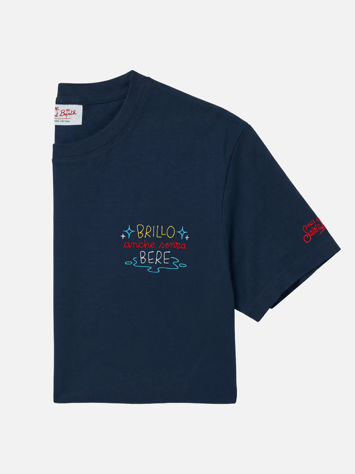 T-shirt Portofino blu navy con ricamo Brillo senza bere | Special edition