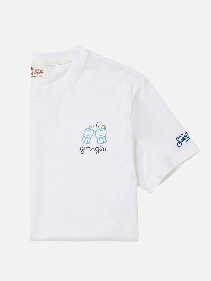 T-Shirt aus Baumwolljersey in Classic Fit Portofino mit Gin Gin-Stickerei | INSULTI LUMINOSI SPECIAL EDITION 