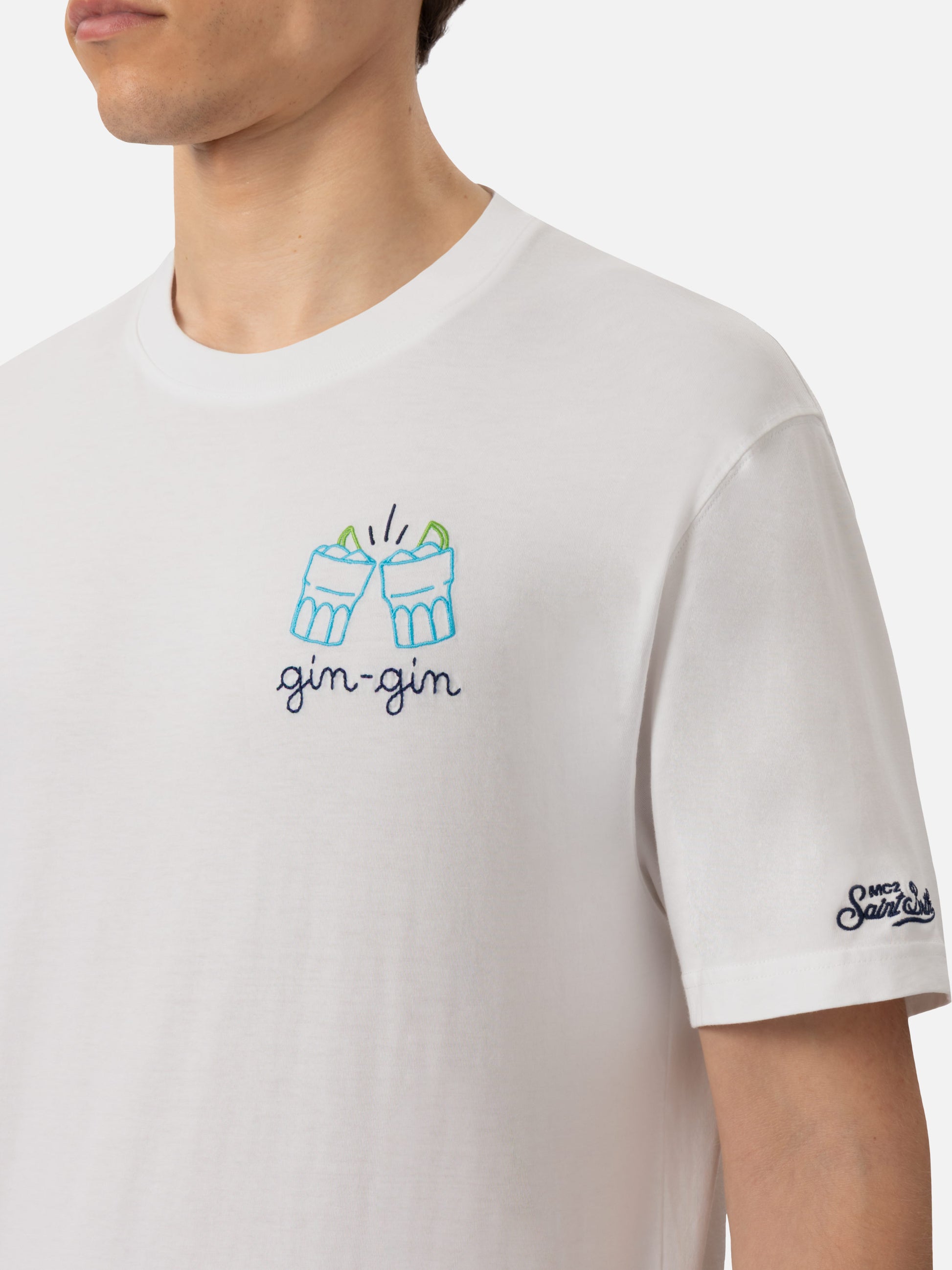 Classic fit cotton jersey t-shirt Portofino with Gin Gin embroidery | INSULTI LUMINOSI SPECIAL EDITION - MC2 Saint Barth