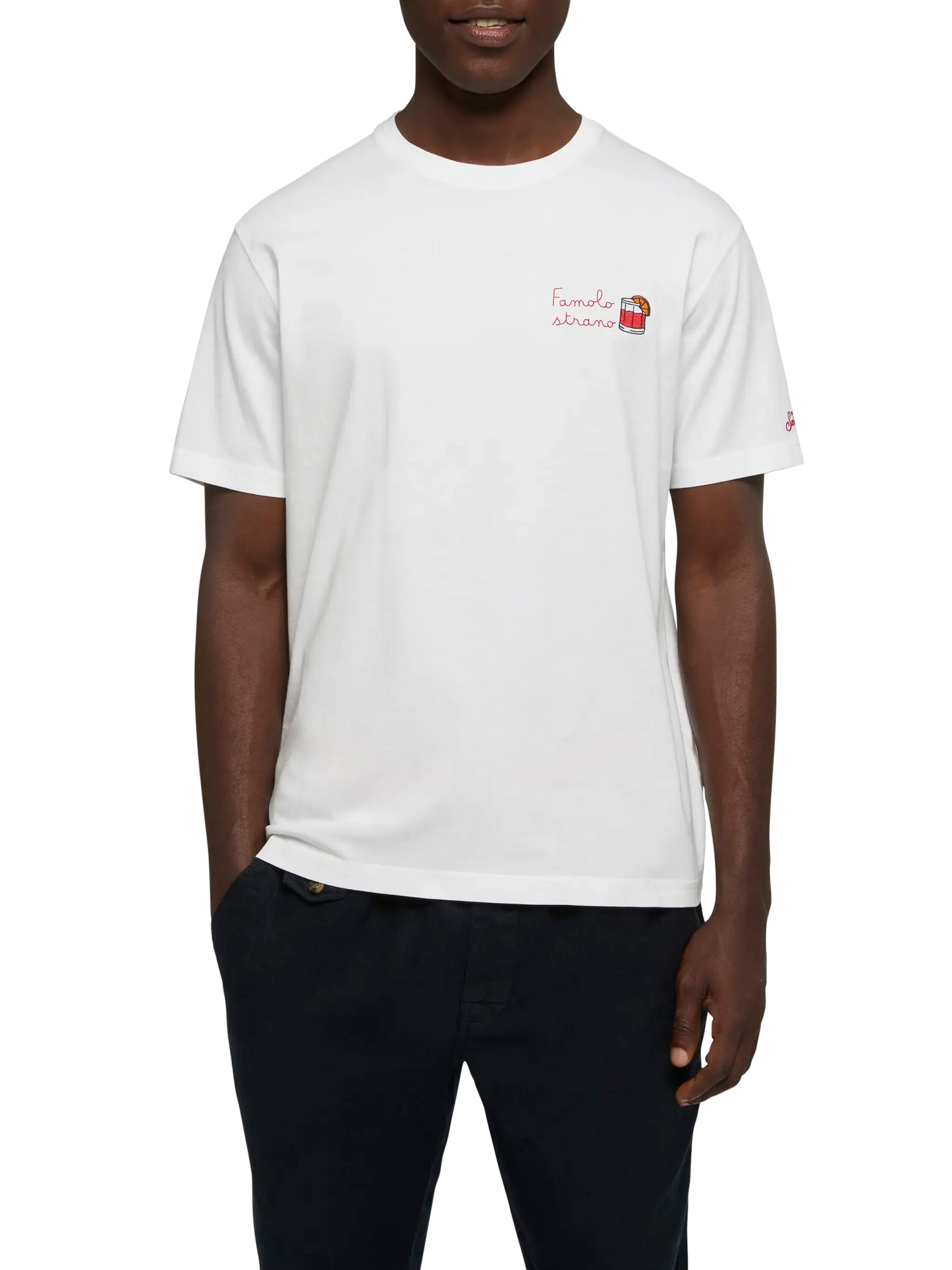 Classic fit cotton jersey t-shirt Portofino with Famolo strano embroidery |INSULTI LUMINOSI SPECIAL EDITION - MC2 Saint Barth
