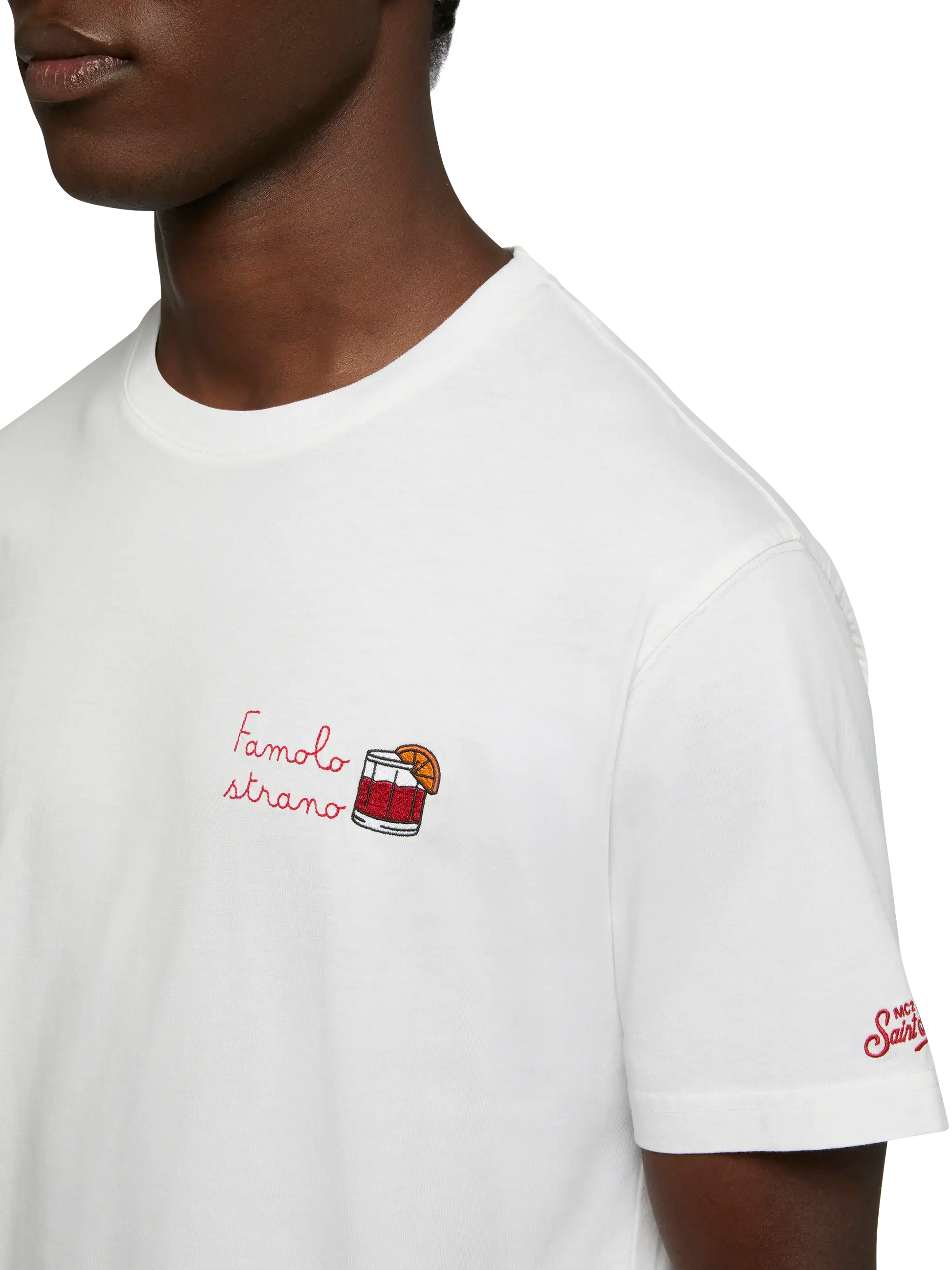 Classic fit cotton jersey t-shirt Portofino with Famolo strano embroidery |INSULTI LUMINOSI SPECIAL EDITION - MC2 Saint Barth