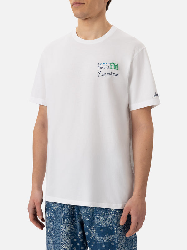 Classic fit cotton jersey t-shirt Portofino with Forte Marmino embroidery