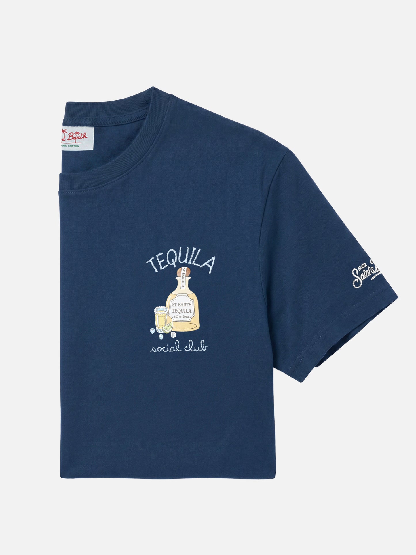 T-shirt Portofino blu con ricamo Tequila Social Club