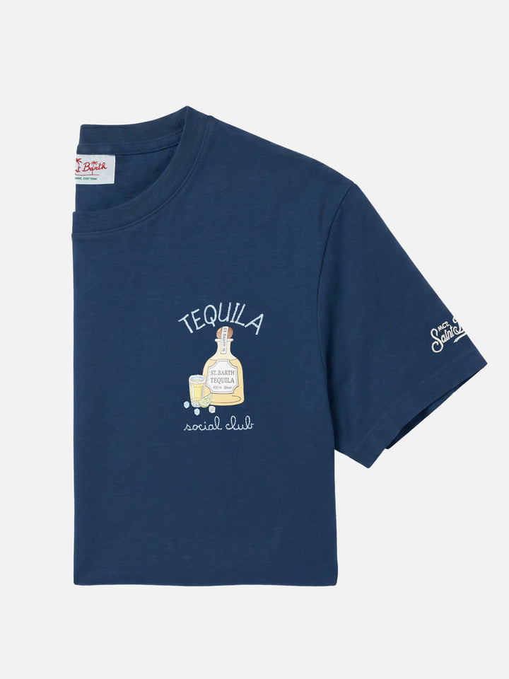 T-shirt Portofino blu con ricamo Tequila Social Club