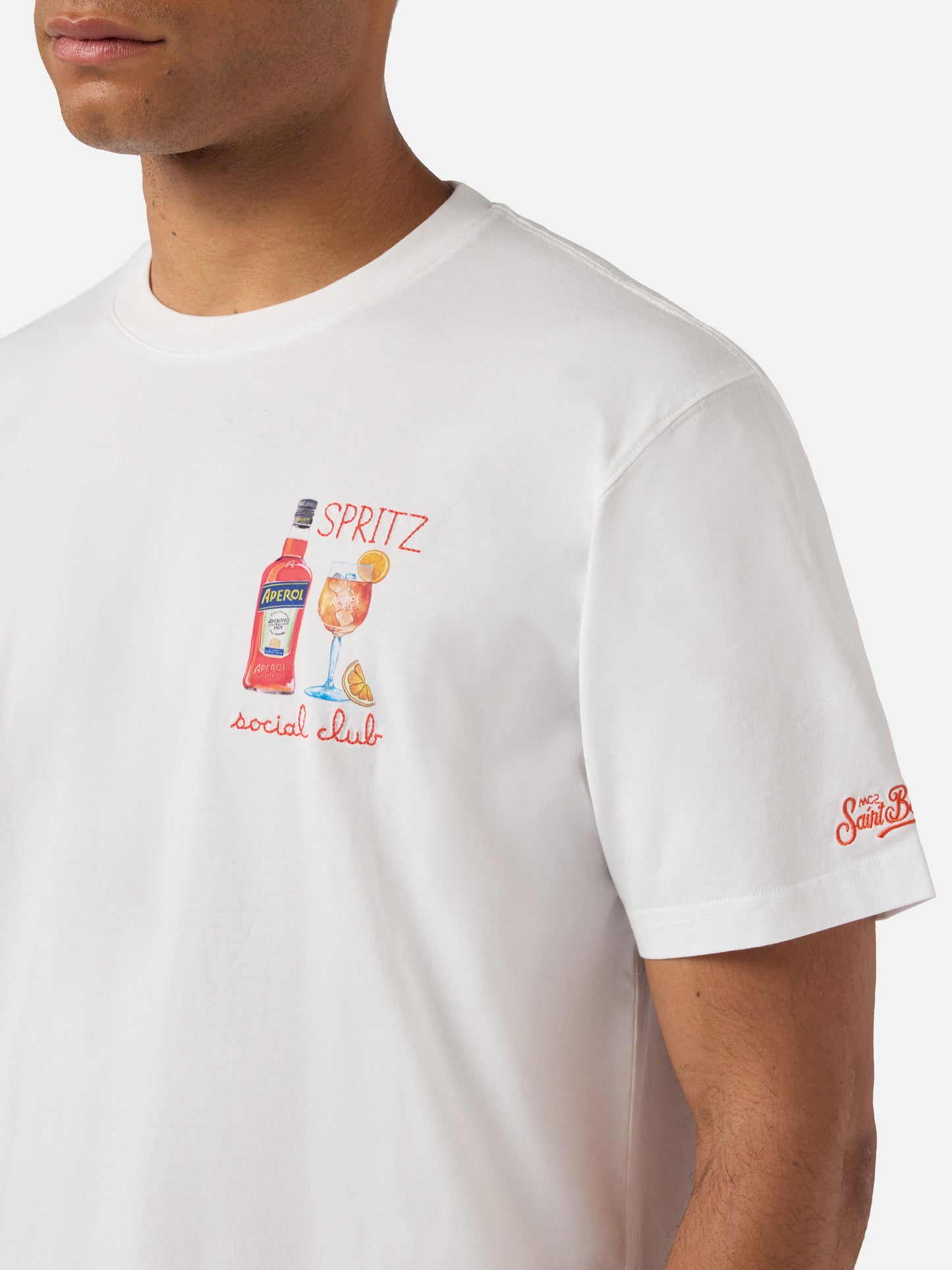 T-shirt Portofino bianca con ricamo Spritz Social Club | Special Edition