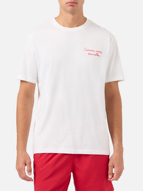 T-shirt Portofino blanc avec broderie AS Cannes Cannes scène éternelle | AS CANNES SPECIAL EDITION 