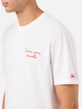 T-shirt Portofino blanc avec broderie AS Cannes Cannes scène éternelle | AS CANNES SPECIAL EDITION 