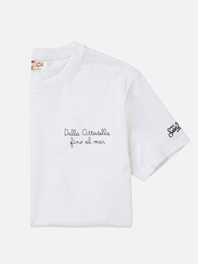 Camiseta Portofino blanca con bordado Pisa SC Dalla Cittadella fino al mar | PISA SC SPECIAL EDITION 