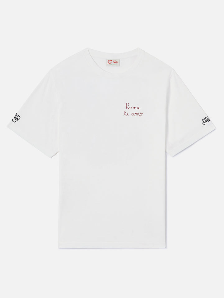 T-shirt Portofino bianca con ricamo Roma ti amo | AS ROMA SPECIAL EDITION
