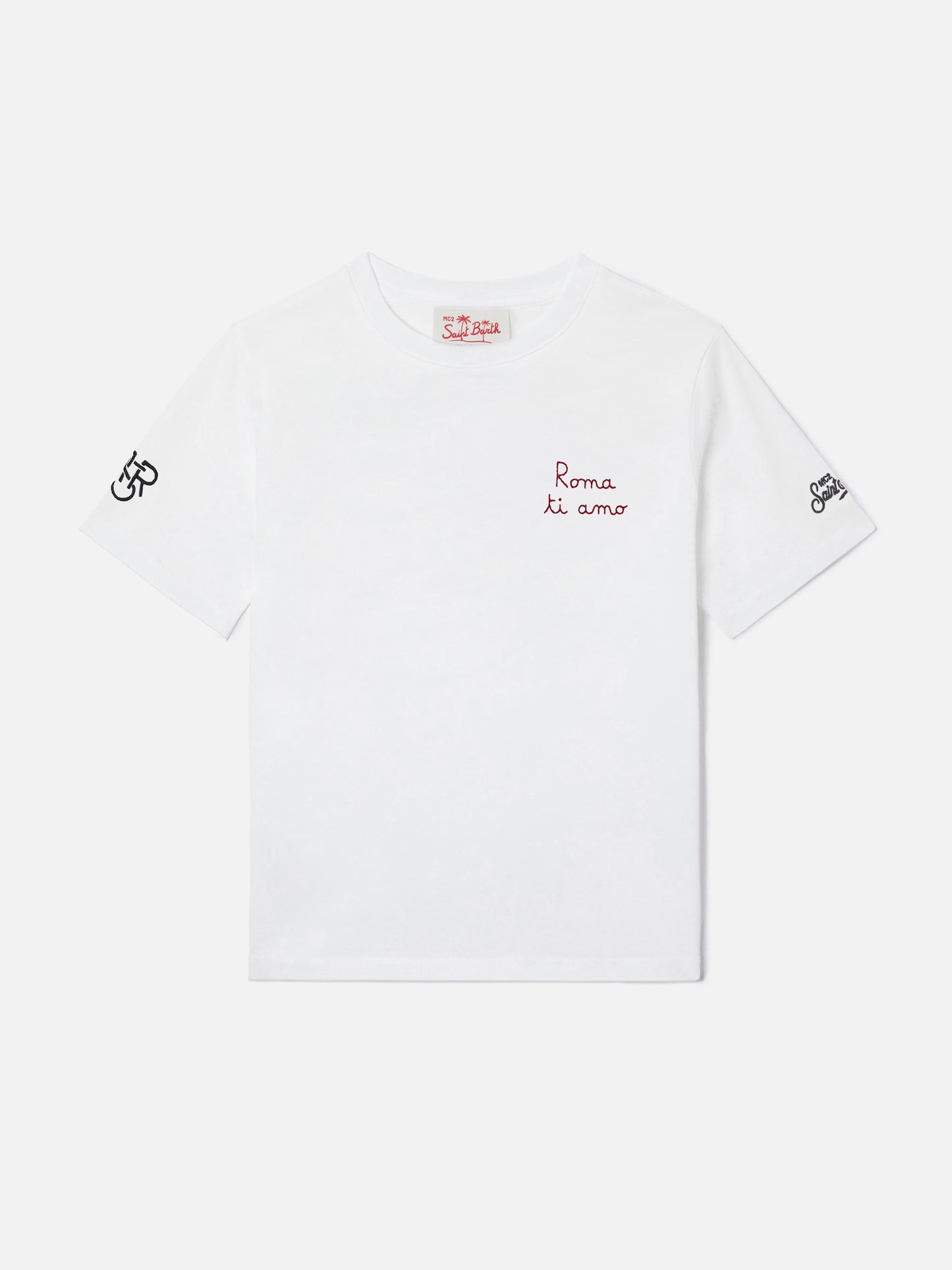 T-shirt Portofino Jr bianca con ricamo AS Roma Roma ti amo | AS ROMA SPECIAL EDITION