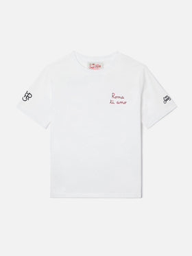 T-shirt Portofino Jr bianca con ricamo AS Roma Roma ti amo | AS ROMA SPECIAL EDITION