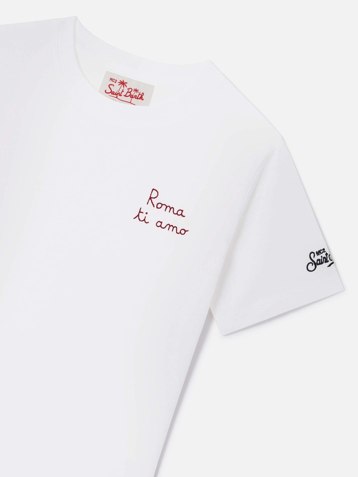 T-shirt Portofino Jr bianca con ricamo AS Roma Roma ti amo | AS ROMA SPECIAL EDITION