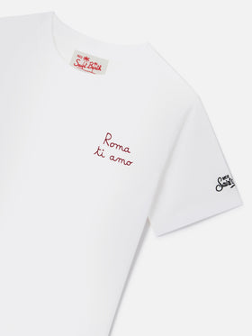 T-shirt Portofino Jr bianca con ricamo AS Roma Roma ti amo | AS ROMA SPECIAL EDITION