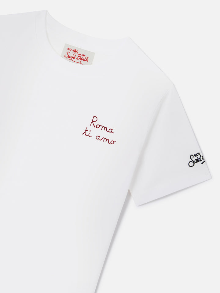 T-shirt Portofino Jr bianca con ricamo AS Roma Roma ti amo | AS ROMA SPECIAL EDITION
