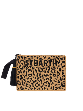 Pouch Pearl con fantasia leopardata in perline