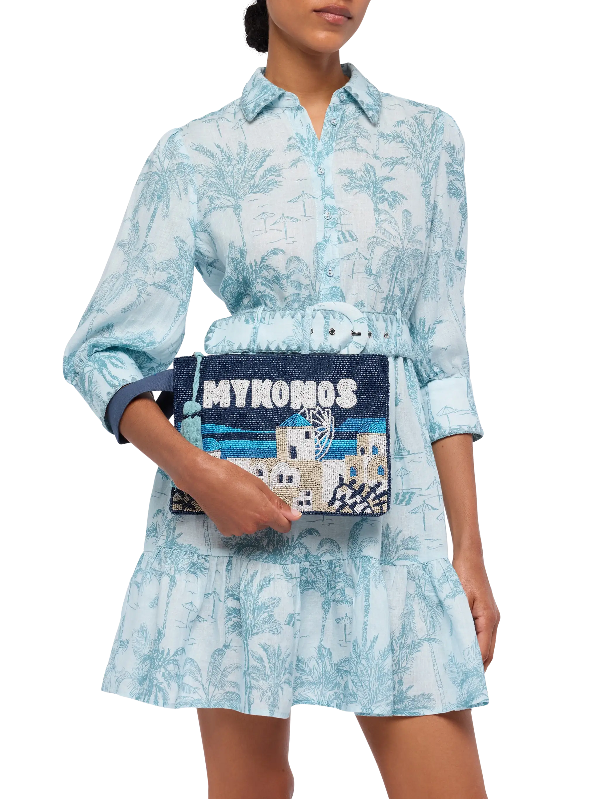 Pearl Pouch with Mykonos beaded postcard - MC2 Saint Barth