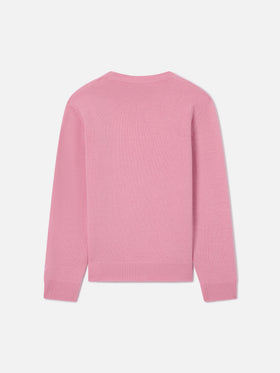 Maglione Princess girocollo rosa con lettering Monella