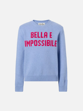 Girocollo Princess in misto cashmere con jacquard Bella e Impossibile