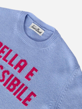 Girocollo Princess in misto cashmere con jacquard Bella e Impossibile