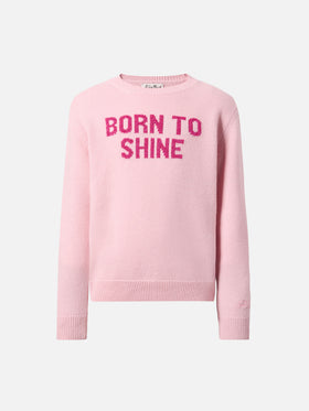 Princess cashmere-blend crewneck with Born to Shine lurex jacquard