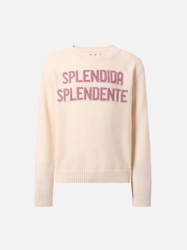 Princess cashmere-blend crewneck with Splendida Splendente lurex jacquard