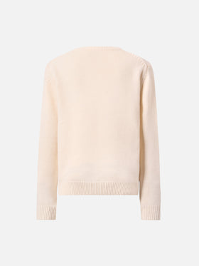 Princess cashmere-blend crewneck with Viziata rhinestone appliqué