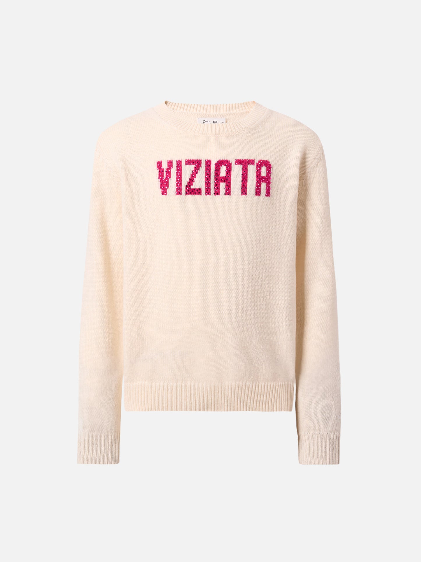 Princess cashmere-blend crewneck with Viziata rhinestone appliqué