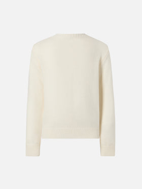 Crewneck Princess in cashmere blend with Piccola Peste jacquard