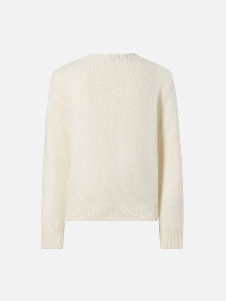 Girocollo Princess in misto cashmere con jacquard Piccola Peste