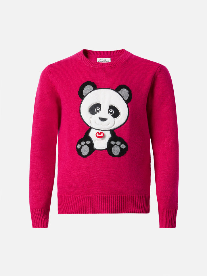 Princess cashmere-blend crewneck with Trudi panda patch | TRUDI SPECIAL EDITION