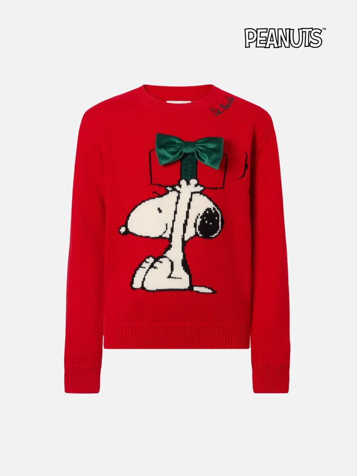 Girocollo Princess in misto cashmere con jacquard Snoopy con applicazione fiocco velluto | PEANUTS SPECIAL EDITION