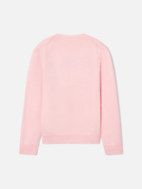 Pink Princess crewneck knit with Princess intarsia