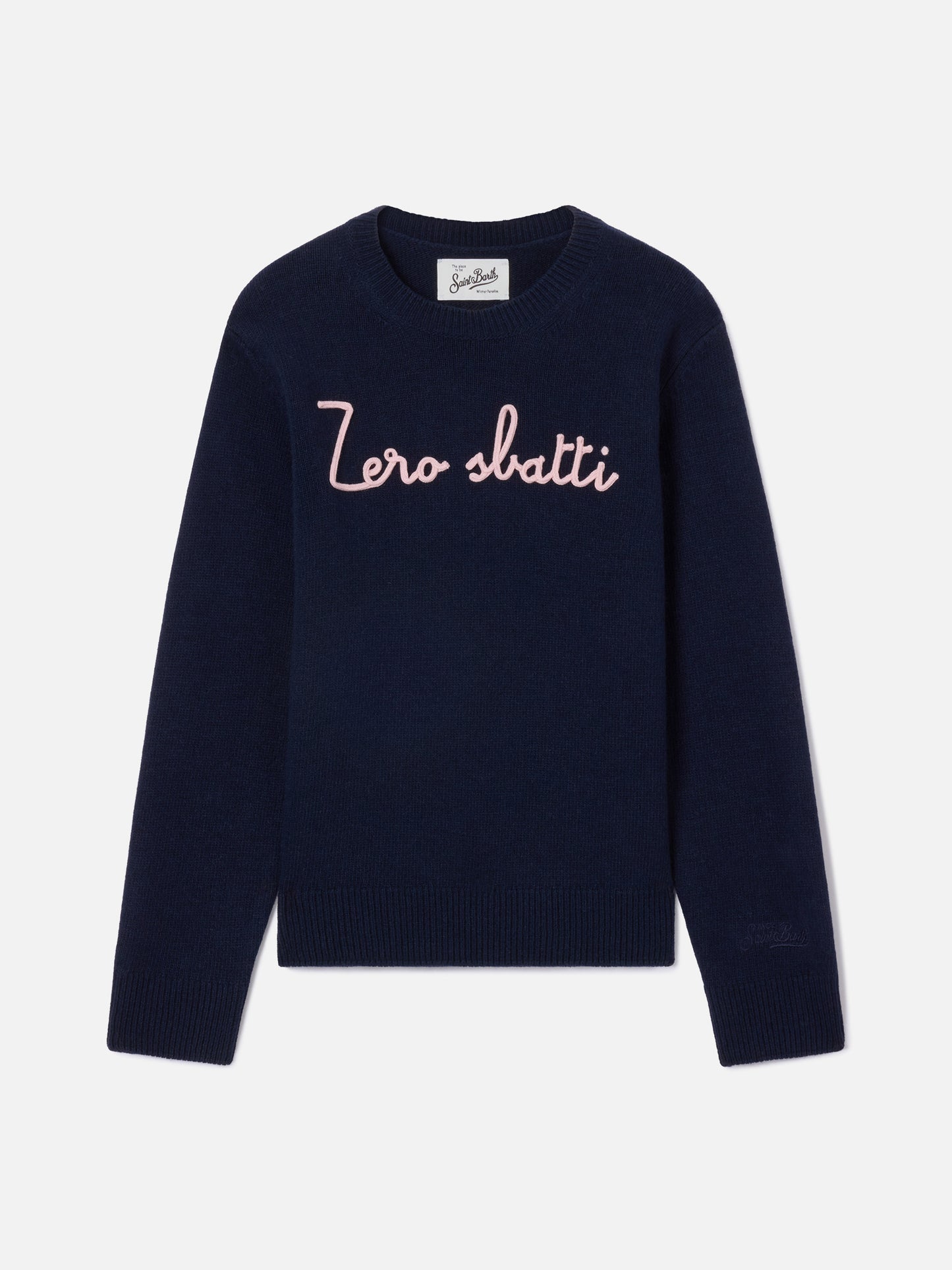 Princess Rundhals-Strickpullover in Navy blue mit Zero Sbatti-Stickerei 
