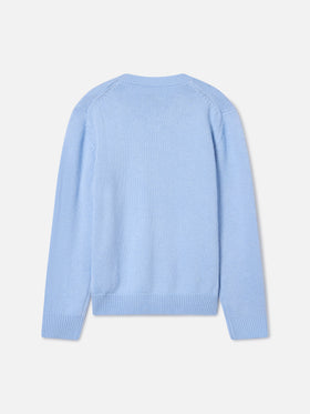 Leichter blue Princess Rundhals-Strickpullover mit Bella E Monella Lurex-Intarsie 