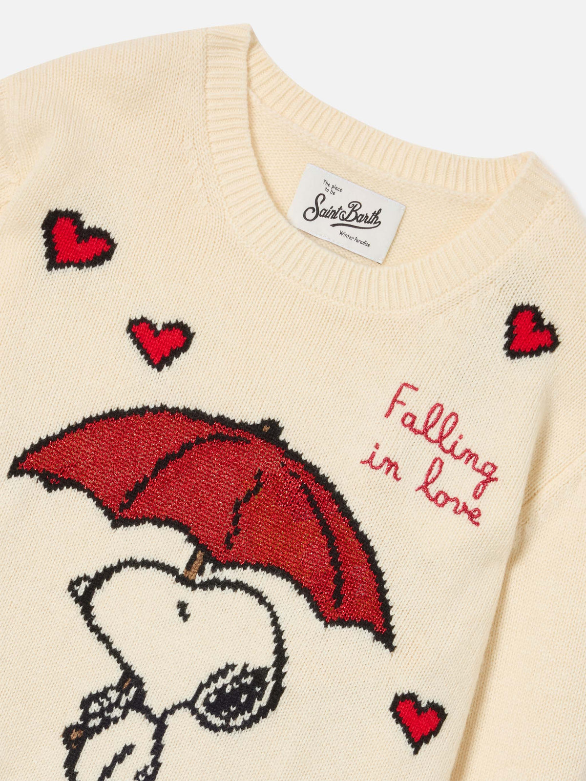 Cream Princess crewneck knit with Snoopy intarsia | Special edition