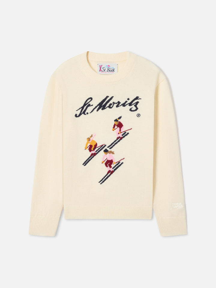 Cream Princess crewneck knit with St. Moritz intarsia | Special edition
