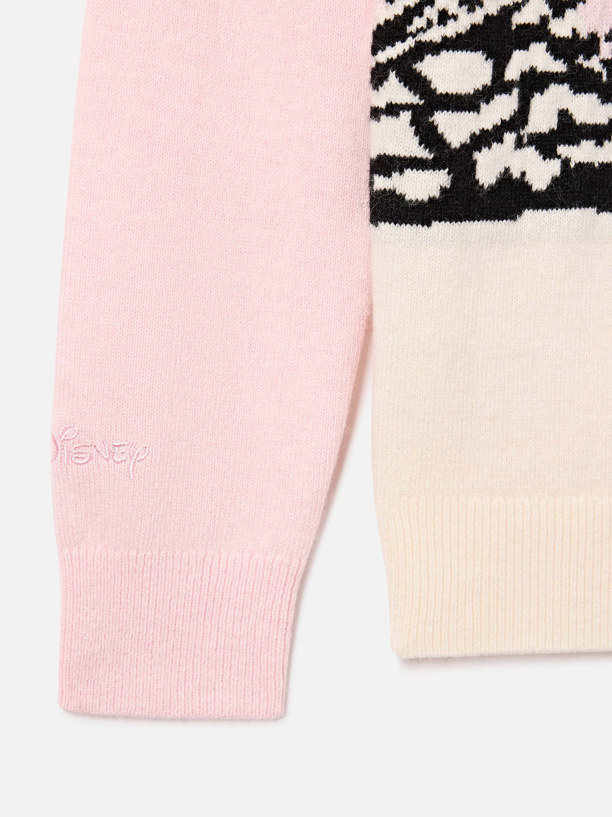 Rosa Princess Rundhals-Strickpullover mit St. Moritz Minnie und Mickey Mouse Intarsienmotiv | Special edition 