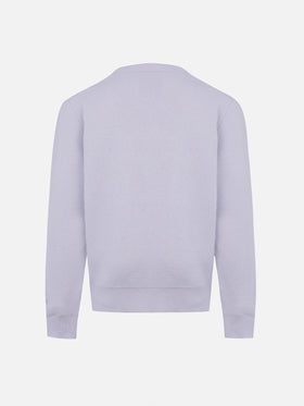 Girl lilac crewneck sweater Princess with fawn print - MC2 Saint Barth