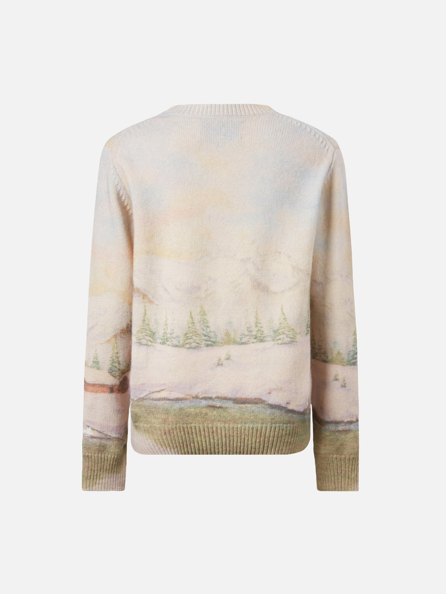 Girocollo Princess bianco con stampa montagna e ricamo Dreamland