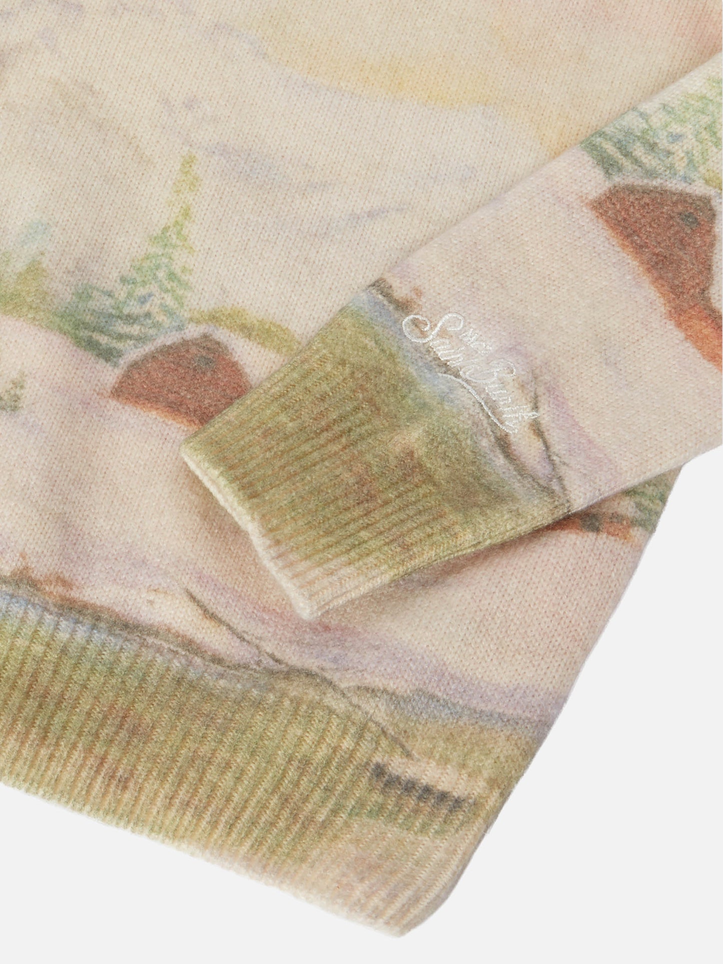 Girocollo Princess bianco con stampa montagna e ricamo Dreamland