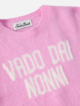 Princess Stretch-Pullover aus Alpaka-Mischgewebe mit Vado dai nonni Jacquard