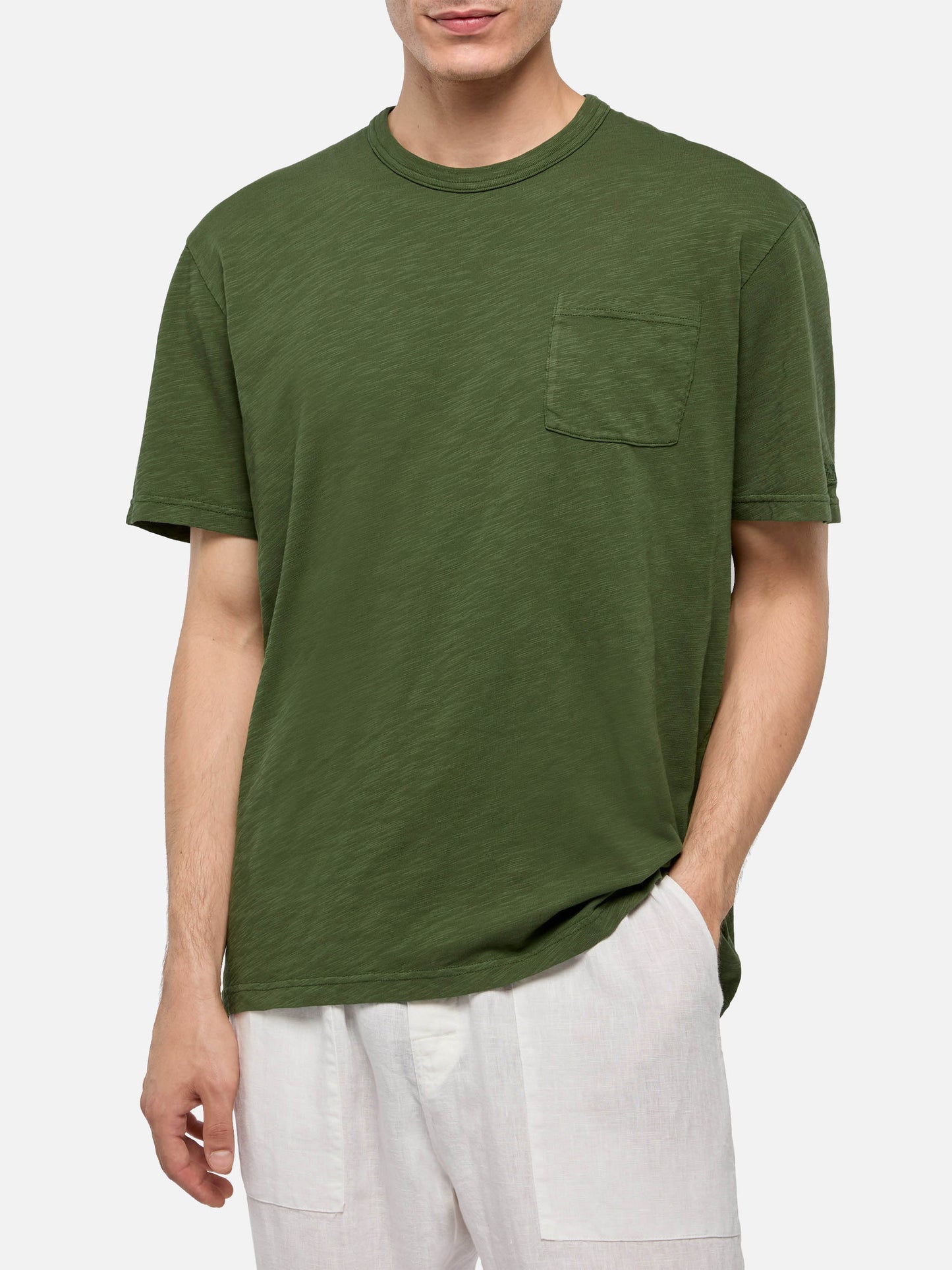 Military green flamed cotton t-shirt President with embroidery - MC2 Saint Barth