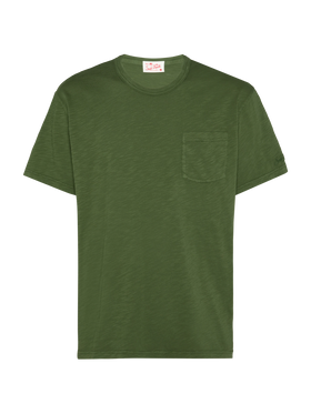 Military green flamed cotton t-shirt President with embroidery - MC2 Saint Barth
