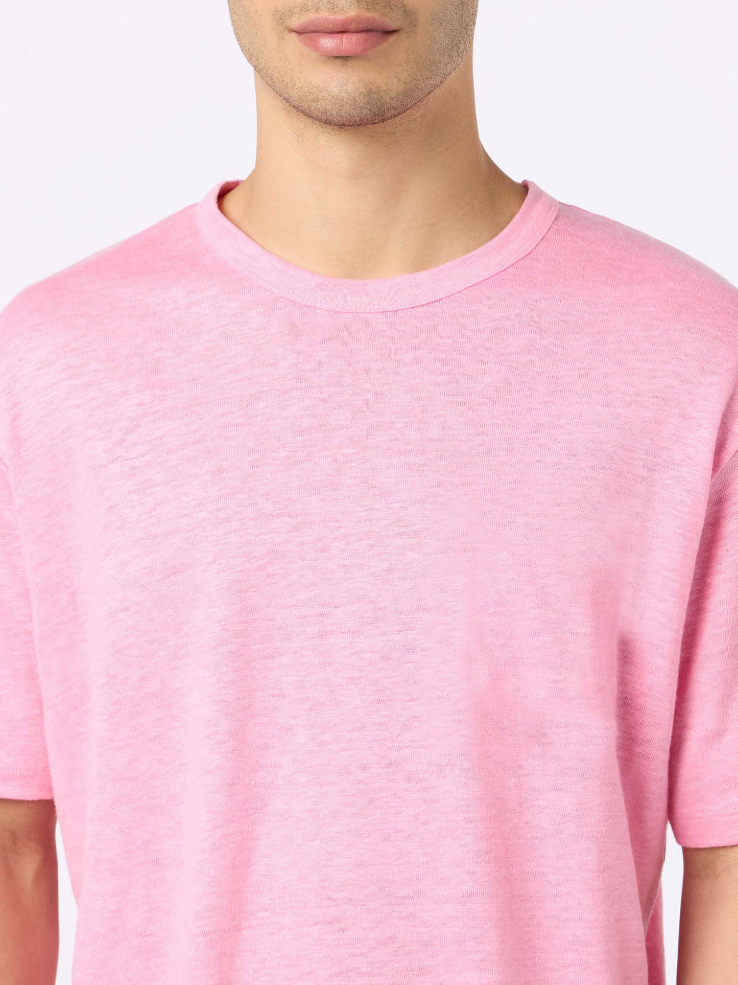 Bubble pink flamed cotton t-shirt President with embroidery