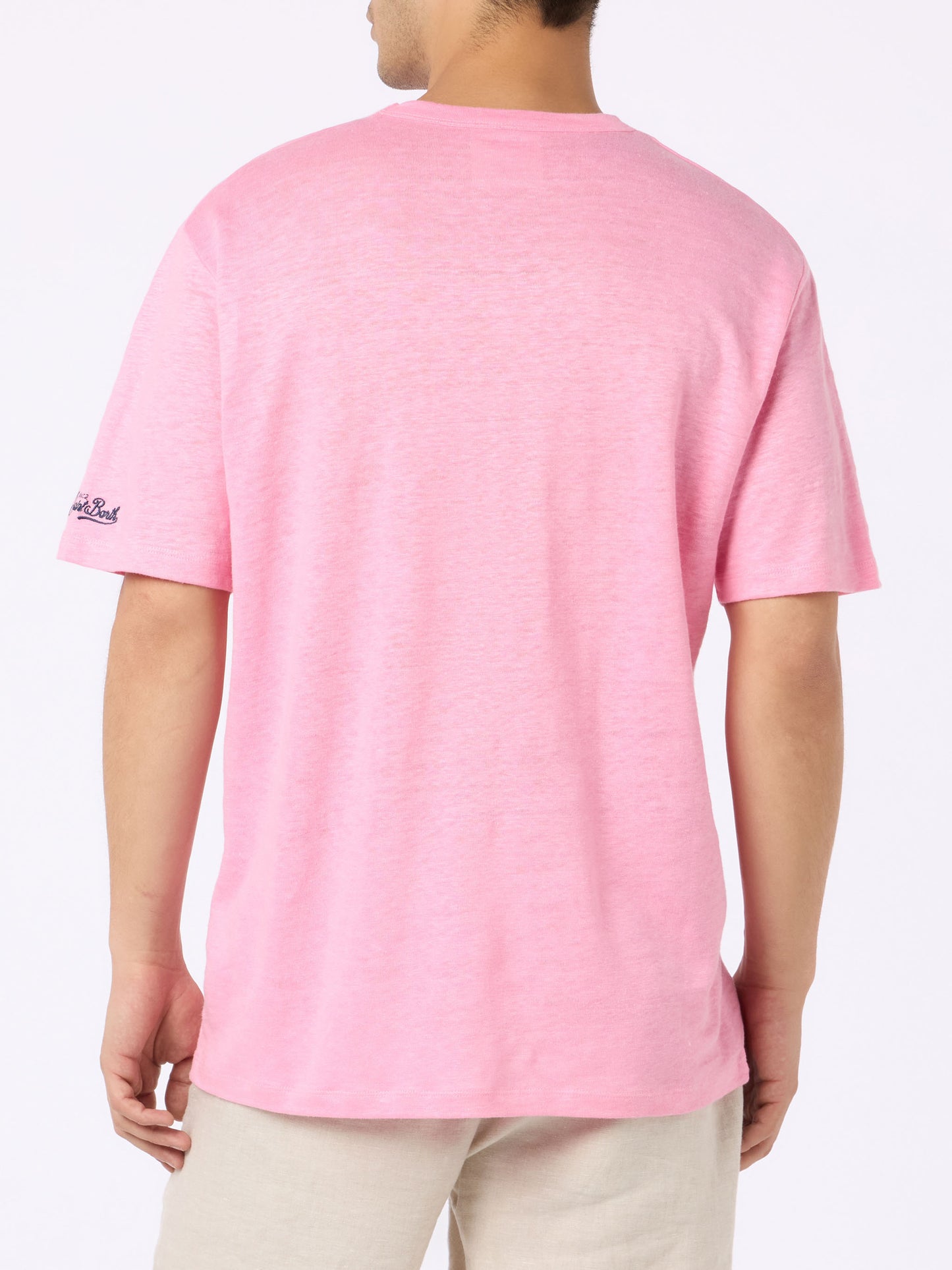 Bubble pink flamed cotton t-shirt President with embroidery