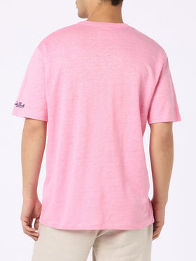 Bubble pink flamed cotton t-shirt President with embroidery