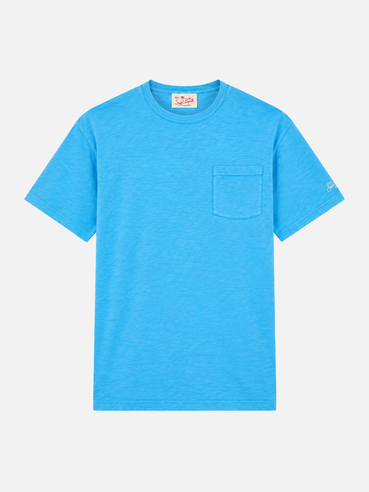 T-shirt President en coton flammé bluette avec broderie 