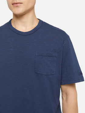 Navy blue flamed cotton t-shirt President with embroidery - MC2 Saint Barth