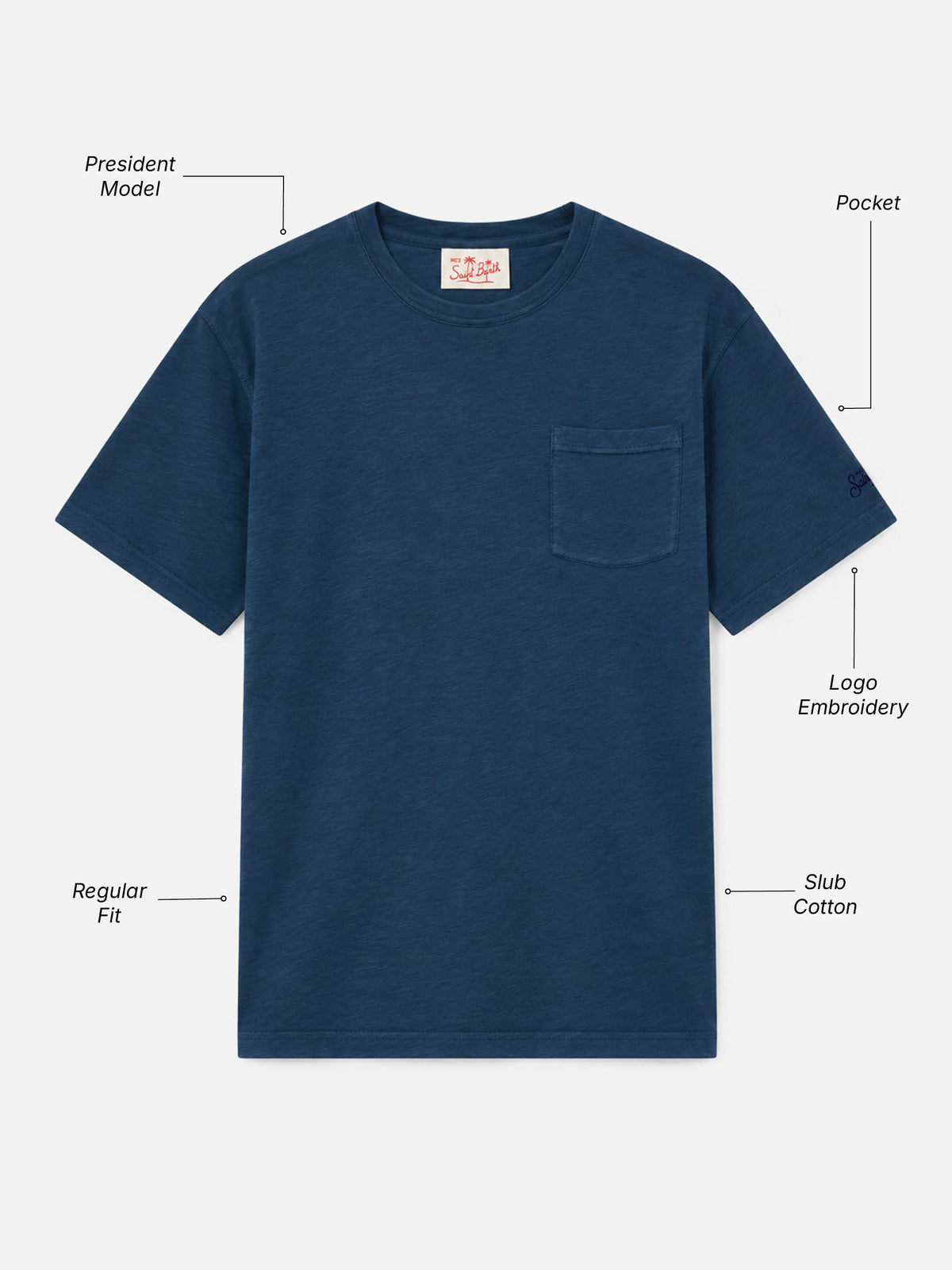 Navy blue President slub cotton T-shirt