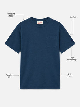 Navy blue President slub cotton T-shirt